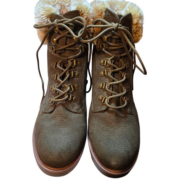 Cliffs 9 Brown Women's Faux Fur Insulated Water Resistant Combat Boots Shoes - Picture 1 of 6